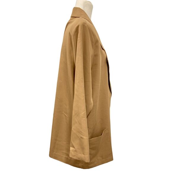 Roamans‎ Blazer Jacket Womens Size Medium Oversized Camel Shoulder Pads 1-Button - Picture 2 of 7